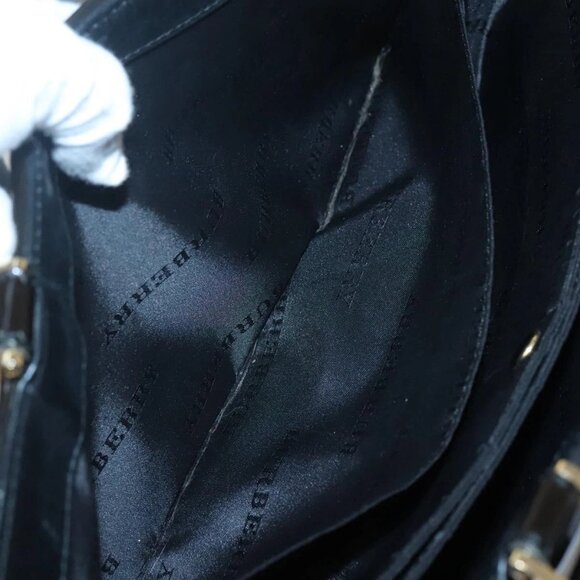 BURBERRY Nova Check Hand Bag Wool Brown Gold black - Picture 11 of 16